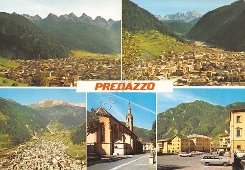 Cartolina Predazzo vedute varie paese e panorama anni '80 | Immagine principale