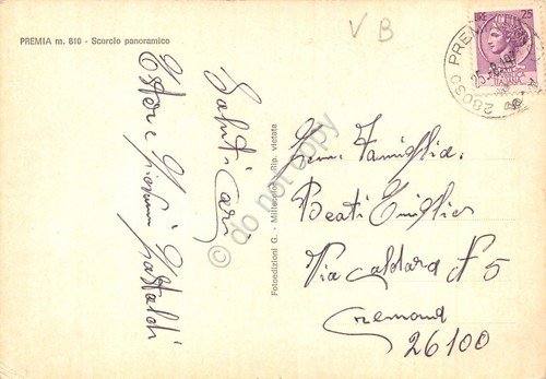 Cartolina Premia Panorama parziale via del paese auto d'epoca segnata | Immagine Gallery 2