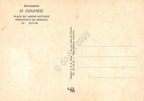 Cartolina Principato di Monaco restaurant La Chaumiere interno