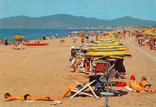 Cartolina Principina a mare 1986 spiaggia animata | Immagine principale