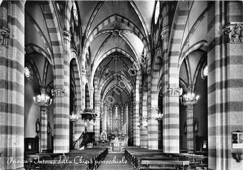 Cartolina Priocca Chiesa Parrocchiale interno 1959 | Immagine principale