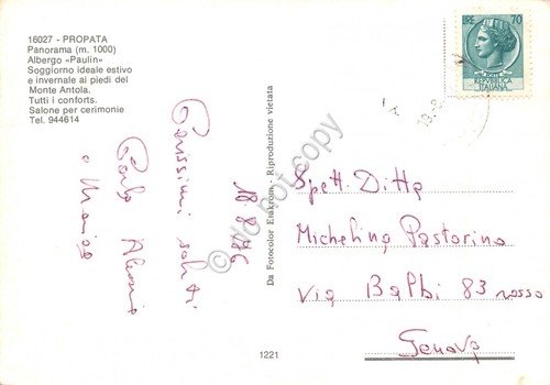 Cartolina Propata panorama Albergo Paulin 1976 | Immagine Gallery 2