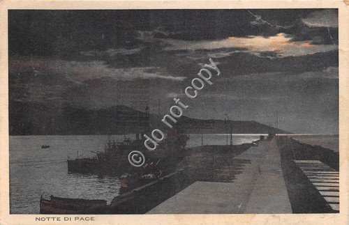 Cartolina provincia di Napoli porticciolo barche notte di pace Notturno1922