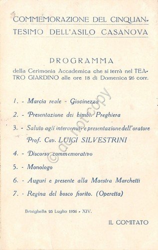 Cartolina Pubblicitaria - Commemorativa 50°- asilo Casanova - Ravenna - …