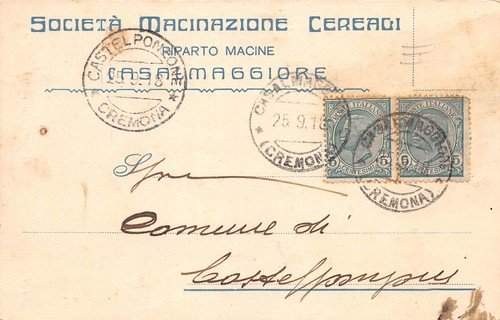 Cartolina pubblicitaria Casalmaggiore Società Macinazione Cereali 1918 | Immagine principale