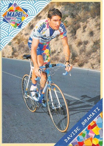 Cartolina pubblicitaria Ciclismo Davide Bramati sponsor e fornitori al retro