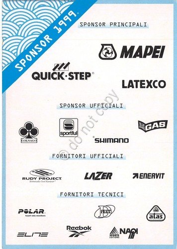 Cartolina pubblicitaria Ciclismo Davide Bramati sponsor e fornitori al retro
