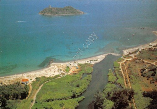 Cartolina Pula Spiaggia e Isolotto San Macario 1989