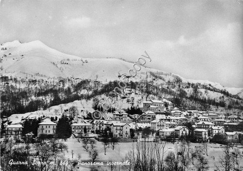 Cartolina Quarna Sopra Panorama invernale 1955