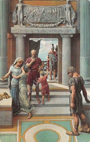 Cartolina Quo Vadis Mastroianni n. 4 Ligia lascia la casa …