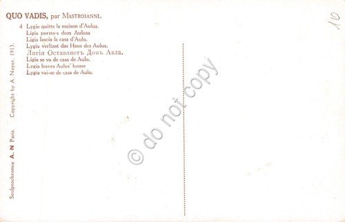 Cartolina Quo Vadis Mastroianni n. 4 Ligia lascia la casa …