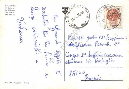 Cartolina Racconigi Castello auto 1975 (Cuneo)