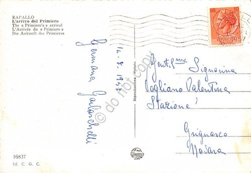 Cartolina Rapallo Arrivo del Primiero colorata 1957 (Genova) | Immagine Gallery 2