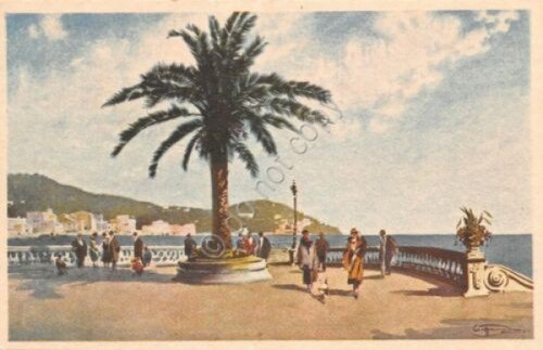 Cartolina Rapallo Illustrata Acquarello Prof. Aurelio Craffonara Lungomare V.V. | Immagine principale