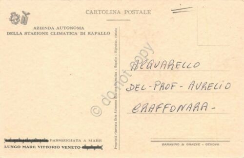 Cartolina Rapallo Illustrata Acquarello Prof. Aurelio Craffonara Lungomare V.V. | Immagine Gallery 2