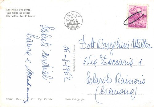 Cartolina Rapallo le Ville dei Sogni 1962