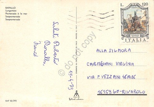 Cartolina Rapallo Lungomare notturno Hotel Savoia 1979 | Immagine Gallery 2