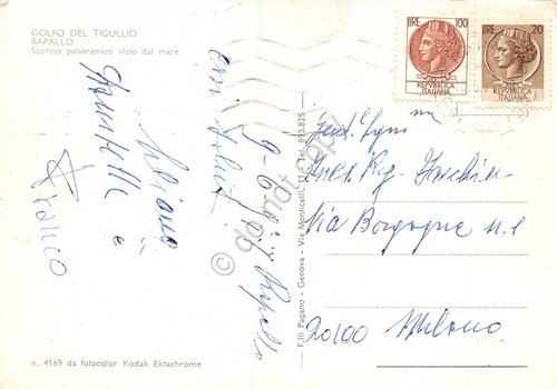 Cartolina Rapallo panorama case dal mare 1977 segnata (Genova) | Immagine Gallery 2