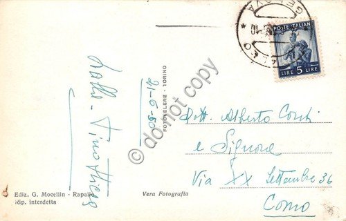 Cartolina Rapallo Panorama e Funivia 1950 Fotocelere