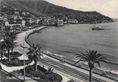 Cartolina Rapallo Passeggiata a mare 1955 (Genova)