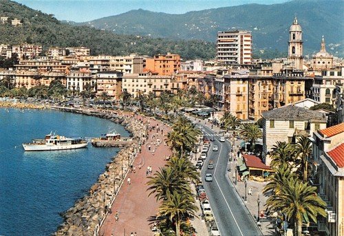 Cartolina Rapallo Passeggiata a mare Hotel Miramare auto animata
