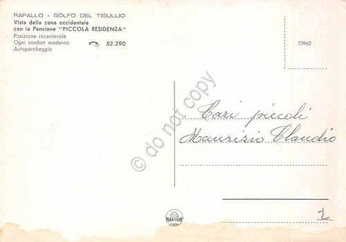 Cartolina Rapallo Pensione Piccola Residenza panorama