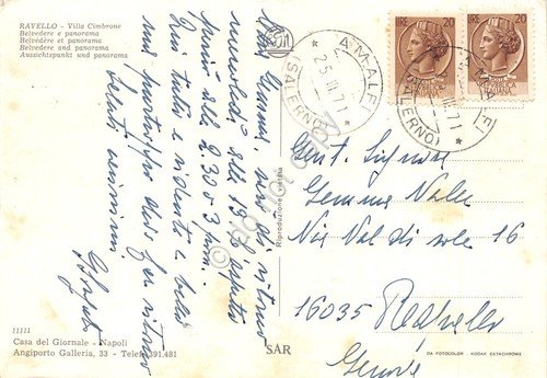 Cartolina Ravello Villa Cimbrone belvedere e panorama 1971 | Immagine Gallery 2