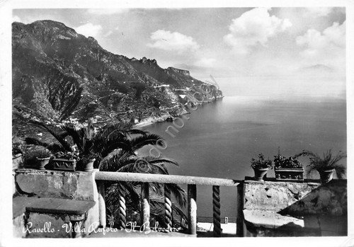 Cartolina Ravello Villa Rufolo Belvedere Timbro Hotel Caruso 1956