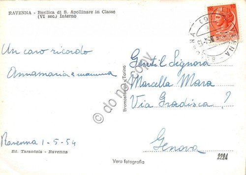 Cartolina Ravenna Basilica S. Apollinare in Classe Interno 1954