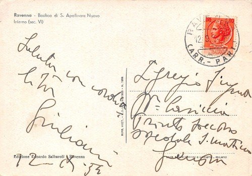 Cartolina Ravenna Basilica S. Apollinare Nuovo Interno 1954 | Immagine Gallery 2