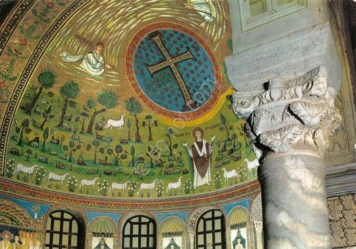 Cartolina Ravenna Basilica S. Apollinare Timbro a targhetta concorso Francobollo