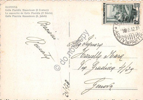 Cartolina Ravenna Mausoleo di Galla Placidia 1952