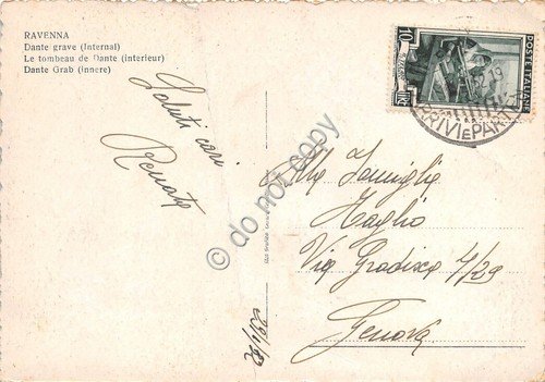 Cartolina Ravenna Tomba di Dante Interno 1952 | Immagine Gallery 2