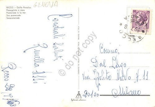 Cartolina Recco paese case auto passeggiata 1968 | Immagine Gallery 2