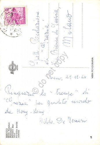 Cartolina Recco Panorama e spiaggia 1964