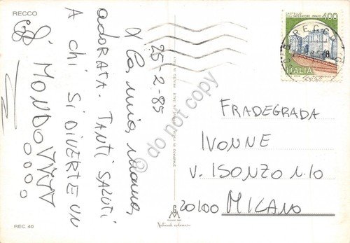 Cartolina Recco piscina e spiaggia notturno 1985