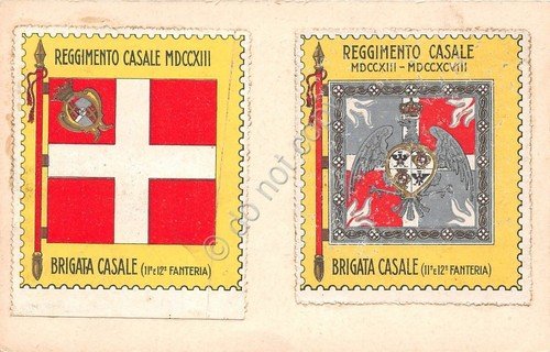 Cartolina Reggimentale 11° e 12° Reggimento Fanteria Casale - Erinnofili