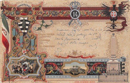 Cartolina Reggimentale 14° Reggimento Fanteria Brigata Pinerolo - 1908 | Immagine principale