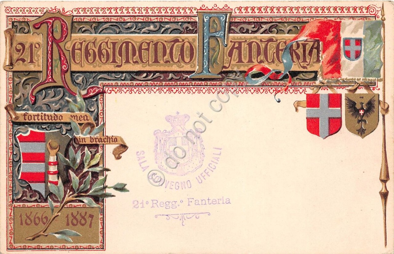 Cartolina Reggimentale 21 Reggimento Fanteria