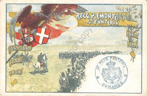 Cartolina Reggimentale 4° Reggimento Fanteria Brigata Pemonte