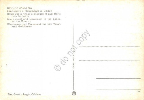Cartolina Reggio Calabria Lungomare Monumento ai Caduti animata auto d'epoca