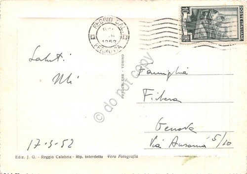 Cartolina Reggio Calabria panorama dall'alto 1952