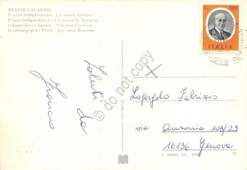 Cartolina Reggio Calabria Piazza Indipendenza Nuova Fontana