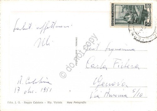 Cartolina Reggio Calabria Scilla panorama 1951