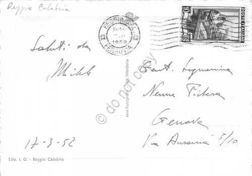 Cartolina Reggio Calabria tramonto sul lungomare 1952 | Immagine Gallery 2