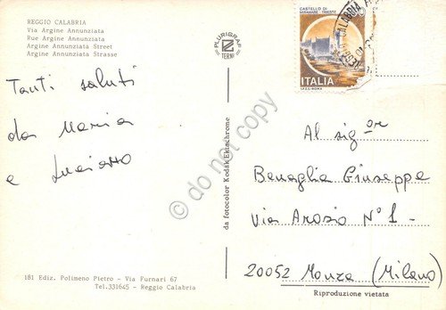 Cartolina Reggio Calabria Via Argine Annunziata difetti | Immagine Gallery 2