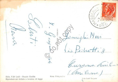 Cartolina Reggio Emilia Palazzo Terrachini Cortile 1954