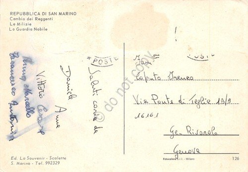 Cartolina Repubblica di San Marino Cambio dei Reggenti Le Milizie …