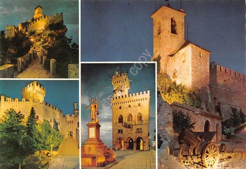 Cartolina Repubblica di San Marino vedute varie e notturno | Immagine principale