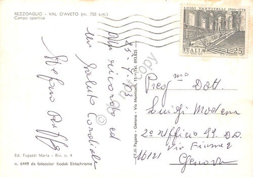 Cartolina Rezzoaglio Campo sportivo 1973